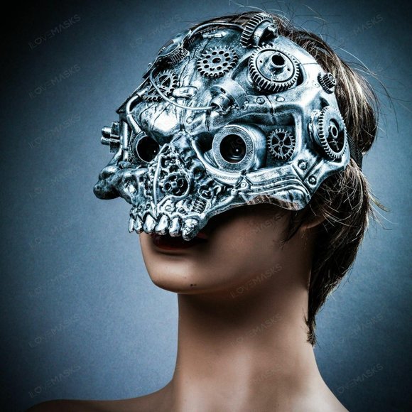 Steampunk Ghost Skull Robotic Masquerade PartyMask - Picture 1 of 7